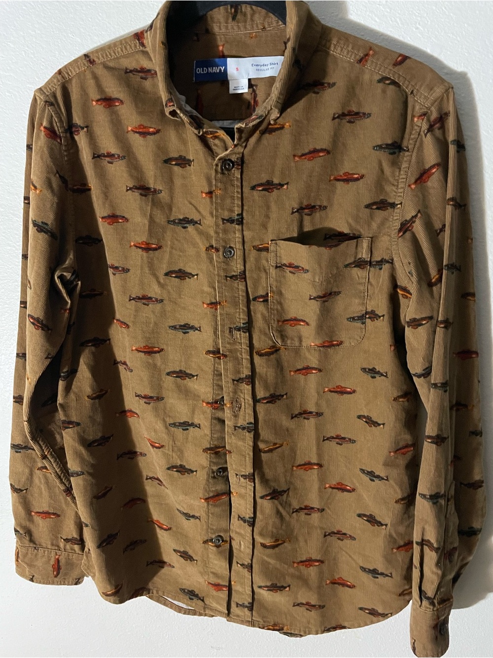 Old Navy Classic Fit Everyday Printed Corduroy Shirt Size Small